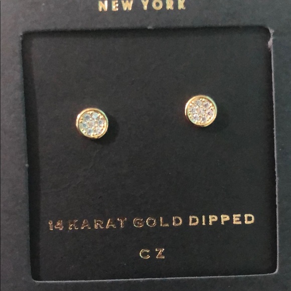 Jewelry - 14K gold dip cubic zirconia post back stud earring